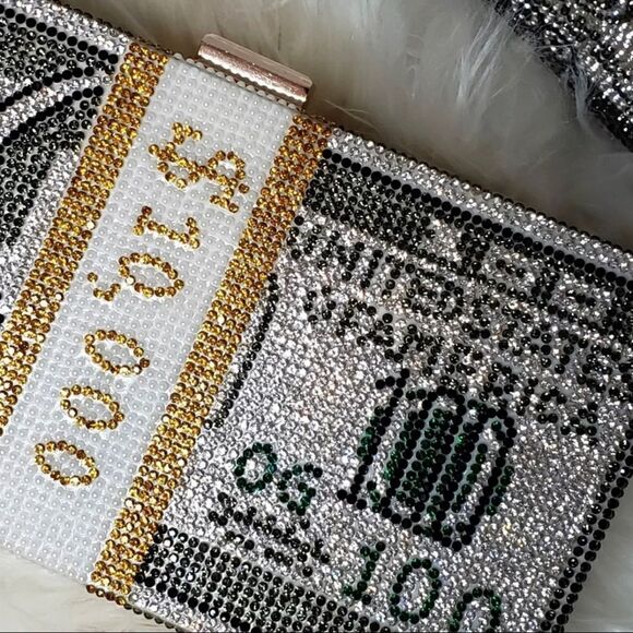 Money Clutch Purse Bling Handbag - Picture 9 of 9